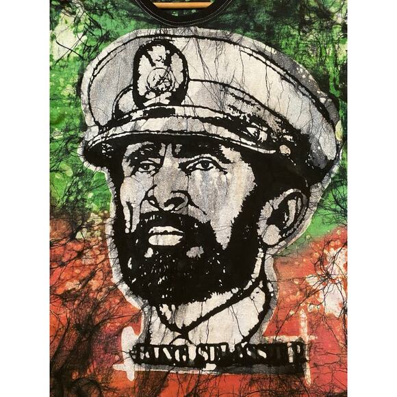 Vintage AOP Batik Haile Selassie Emperor Grail T Shirt Rasta Rap Tee Sz XL 90’s - Picture 6 of 8